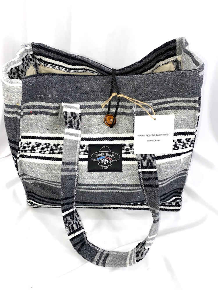 Badass Button-Closure Tote - Black & White