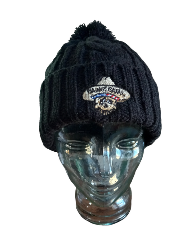 Badass Bajas Beanies - Black with Pom Pom