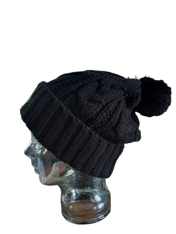 Badass Bajas Beanies - Black with Pom Pom